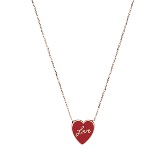 Fossil Heart Love Necklace, Gold Tone, Red - Picture 1 of 6
